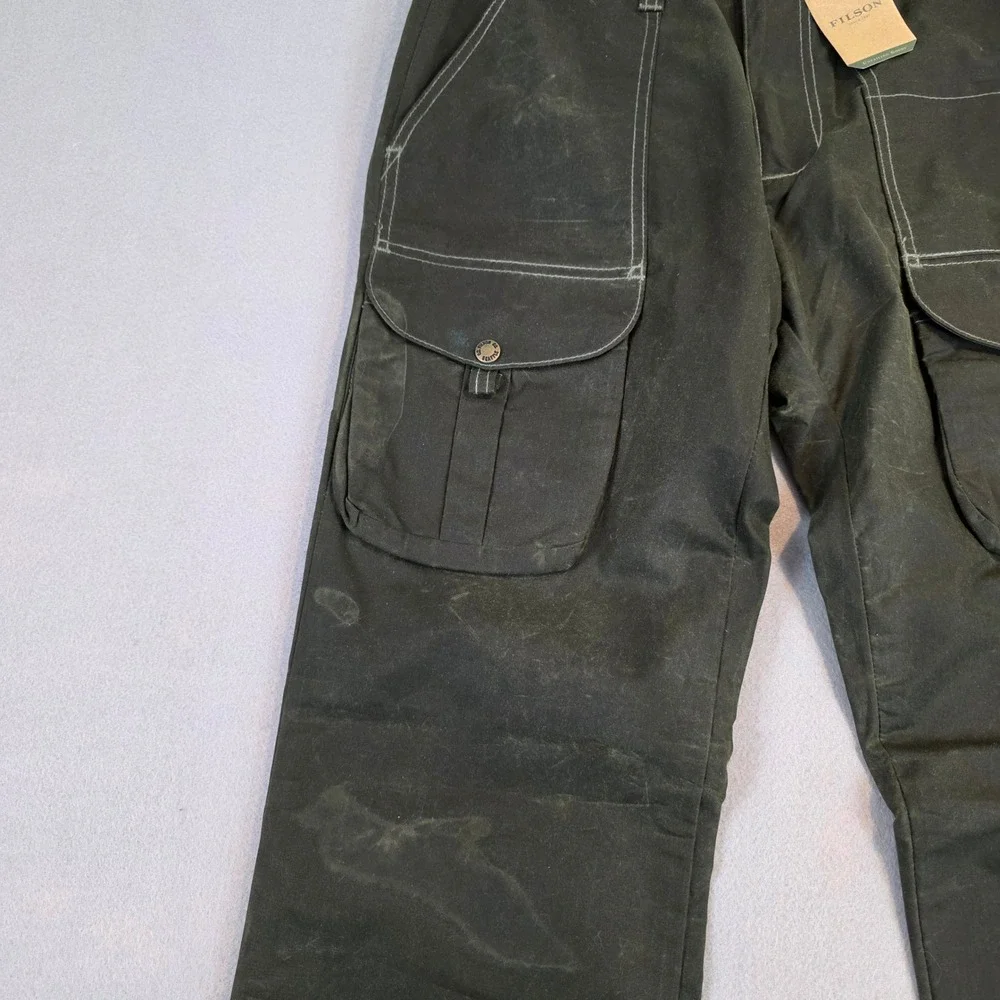 Filson MNS Guide Pant Waxed Cotton Olive Green Cargo Pants 31x34 USA Made $265